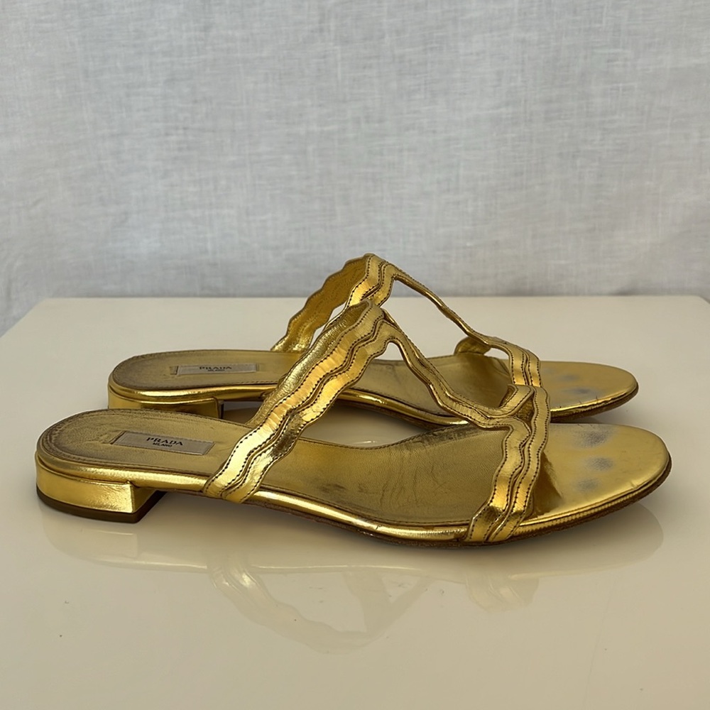 Prada Gold Sandal 2008 Fairy Collection 9/39 wBag and Box